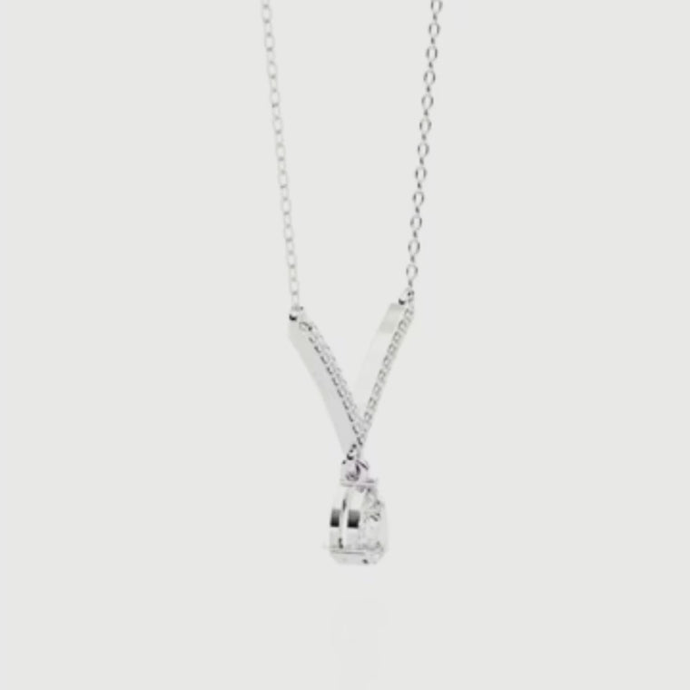 V Curved Chevron Pear Drop Necklace video