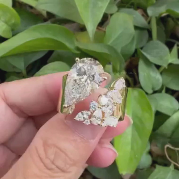 Nature Inspired Pear Cut Open Anniversary Ring video