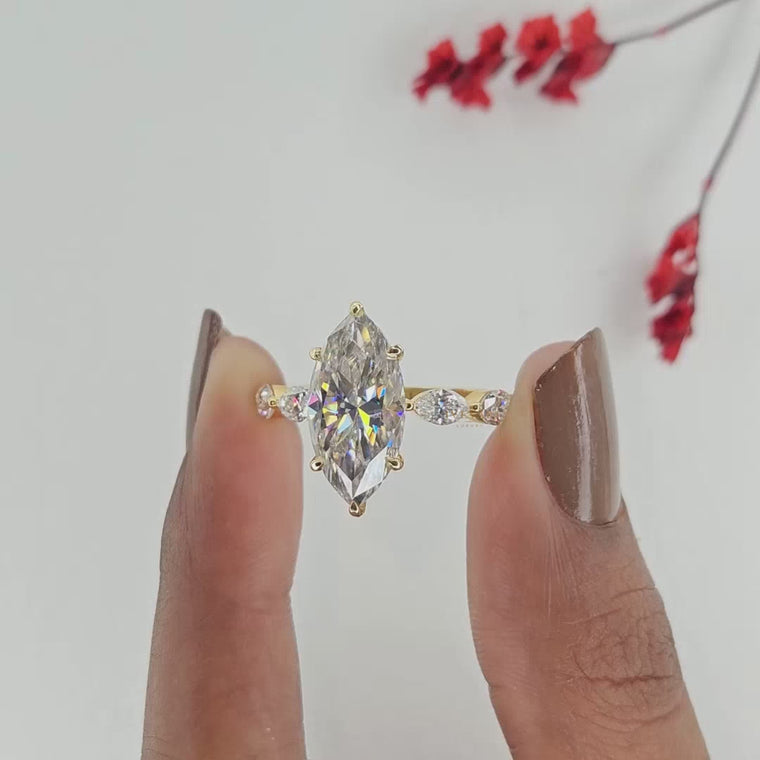 Marquise Cut Pave Engagement Ring video