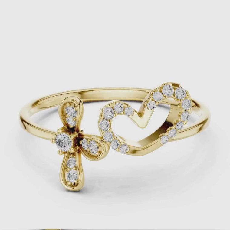 Open Heart Ring with Pave Accents Promise Ring video