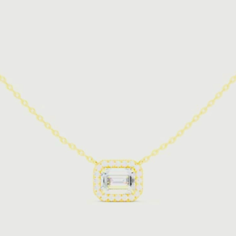 Emerald Cut Halo Pendant video