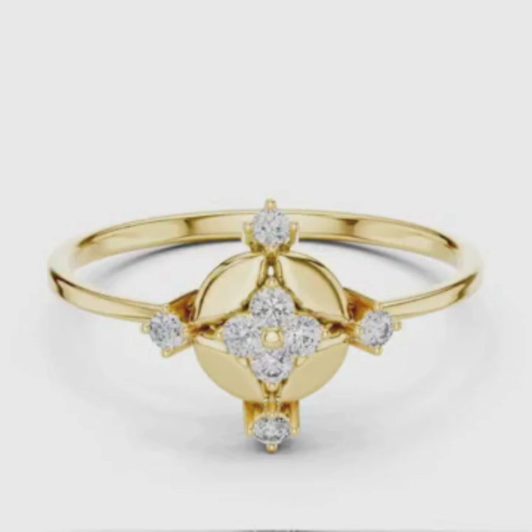 Compass Bloom Round Cluster Ring video