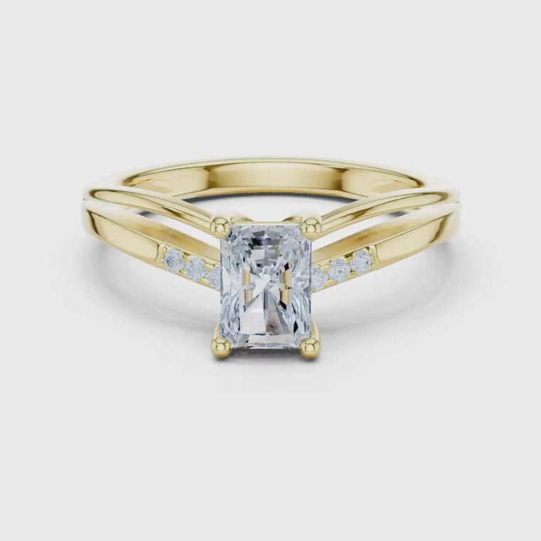 Radiant Cut Lab Diamond Split Shank Wedding Ring video