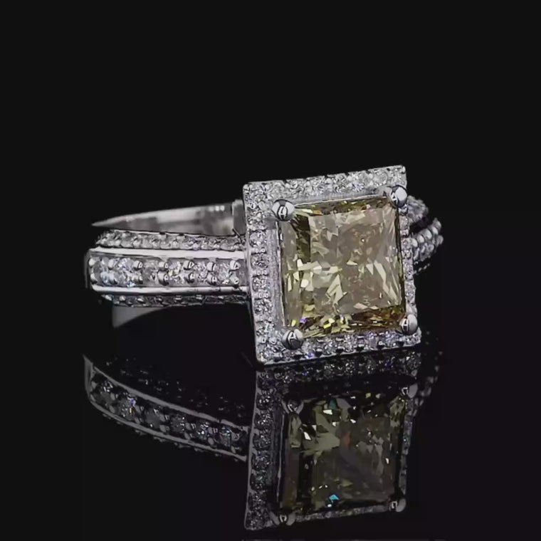Halo Princess Cut Ring With Triple Row video