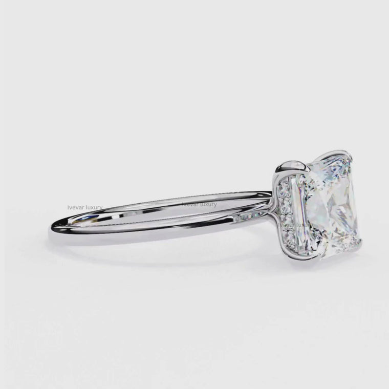 Princess Cut Moissanite Solitaire Ring with Delicate Band video