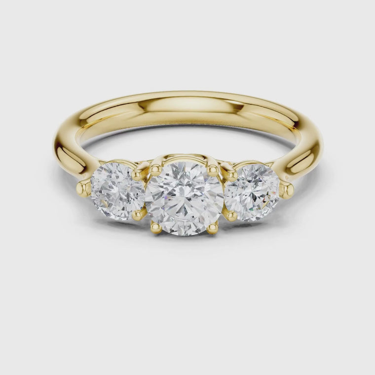 Round Brilliant Cut Three Stone Engagement Ring video
