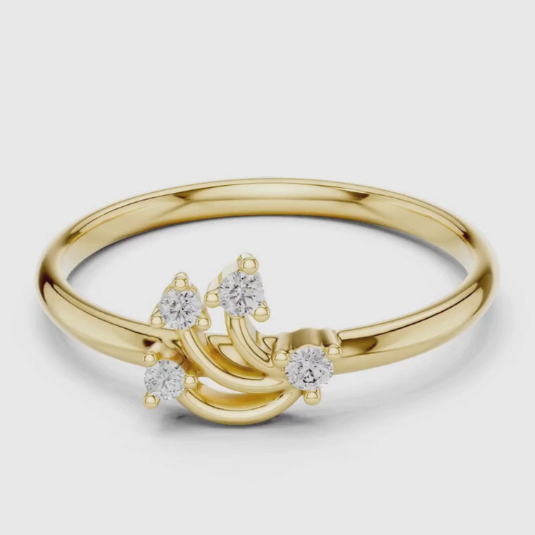 Round Cut Curved Cluster Ring for Women video