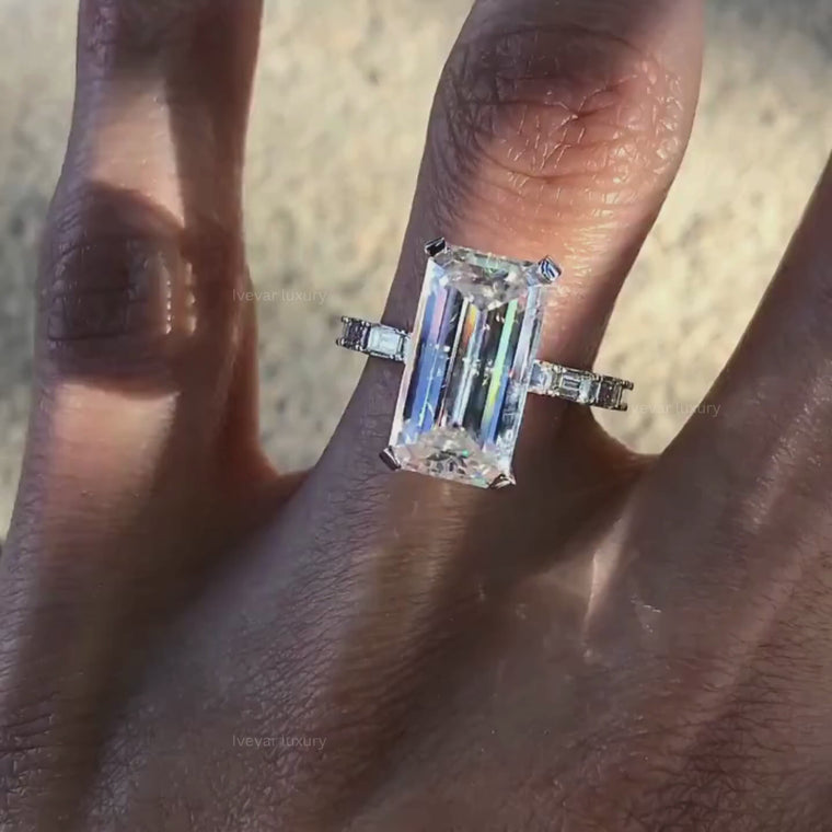Emerald Cut Engagement Ring With Baguette Sides video