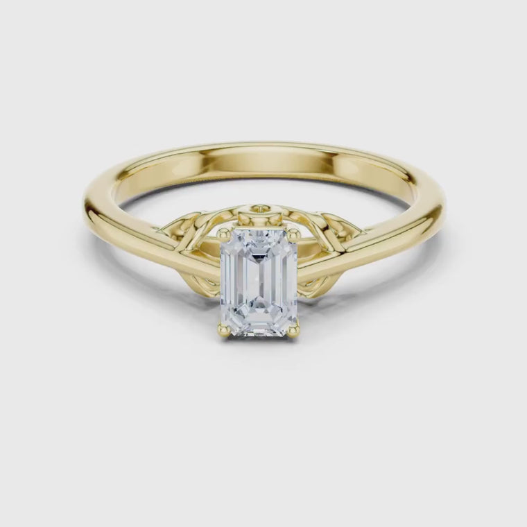 Emerald Cut Solitaire Basket Ring video