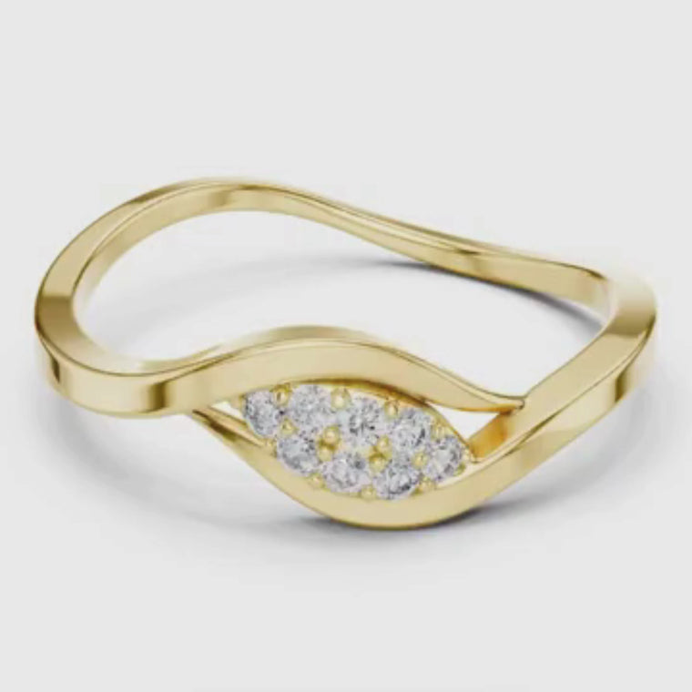 Curved Wave Round Minimalist Ring For Women video
