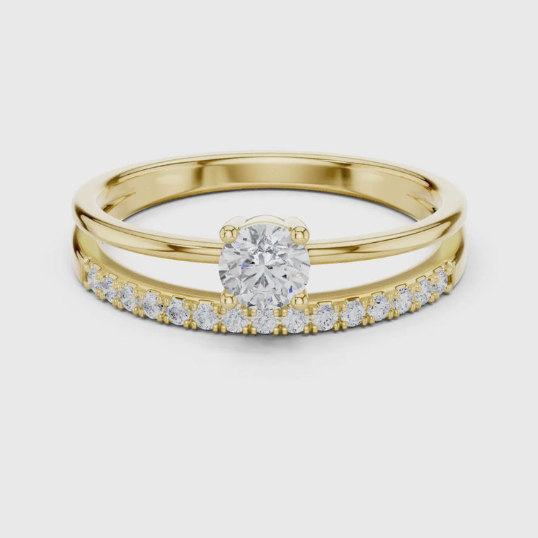 Round Cut Solitaire with Pave Dual Band Ring video
