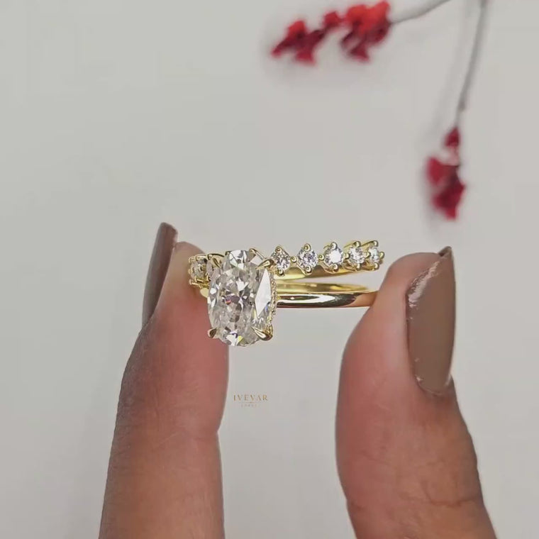 Oval Cut Bridal Set Ring video