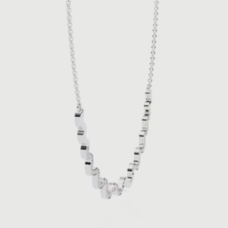 Curved Wave Bar Pave Necklace video