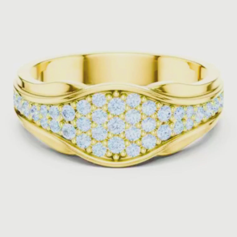 Round Cut Men's Curved Lattice Grid Pave Statement Band video