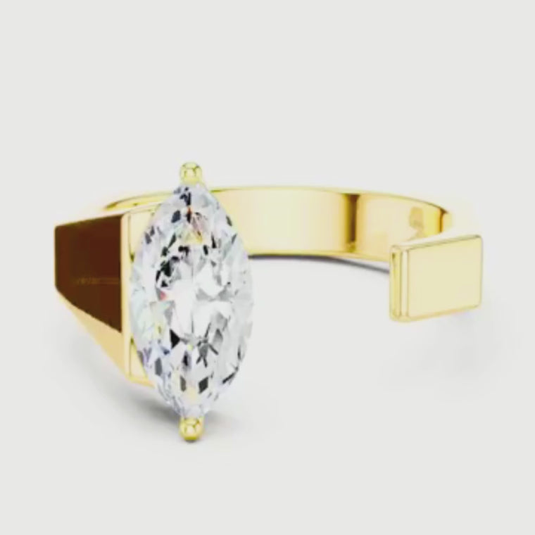 Marquise Cut Men's Open Gap Solitaire Ring video