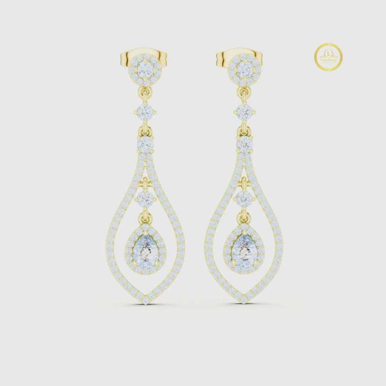 Hexagonal Double Halo Round Geometric Stud Earring video