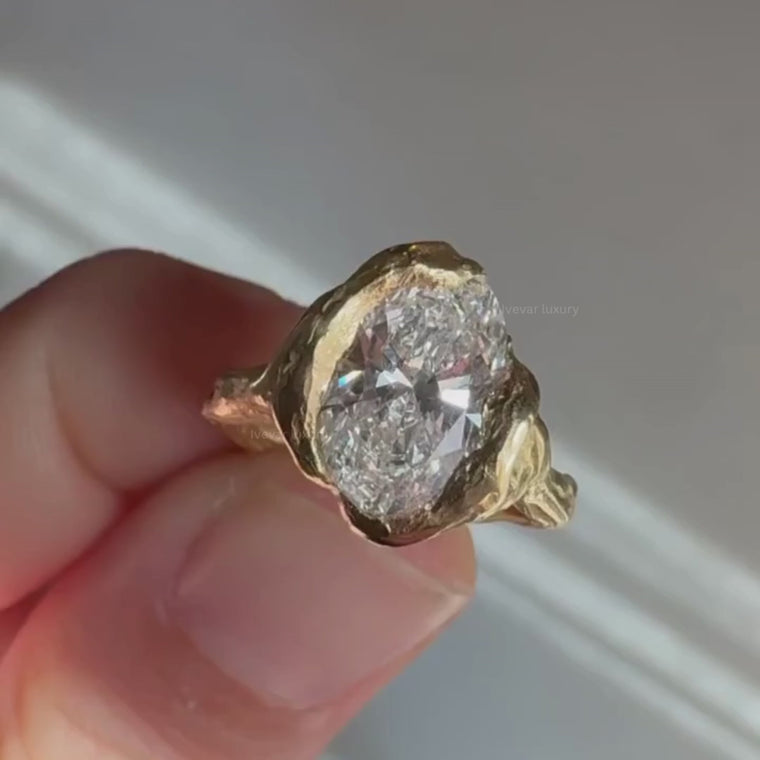 Oval Cut Bezel Set Unique Style Solitaire Ring video