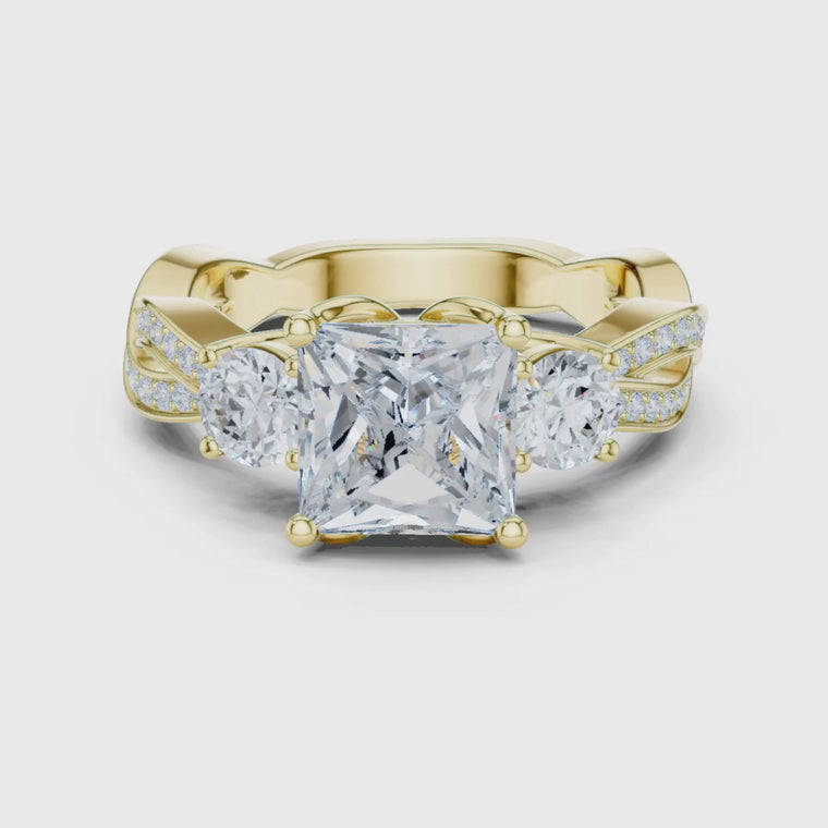 Princess Cut Engagement Twisted Band Ring video