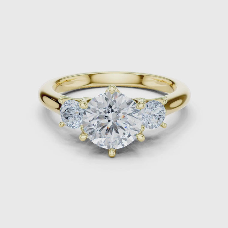 Round Brilliant Cut Three Stone Engagement Ring video