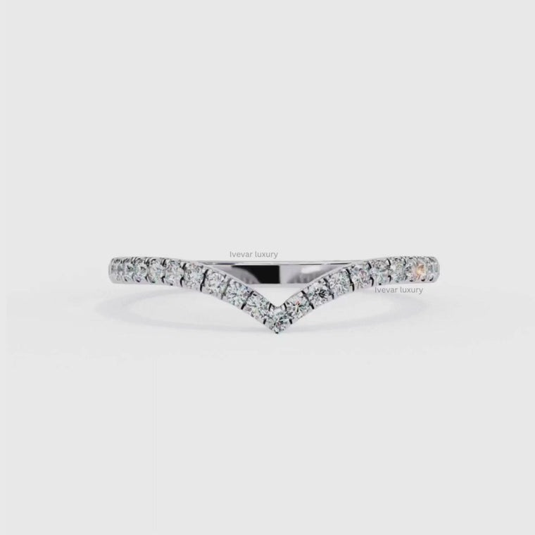 Chevron Brilliant Round Wedding Eternity Band video