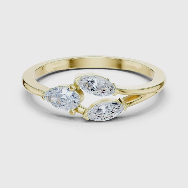 Pear And Double Marquise Band Ring video