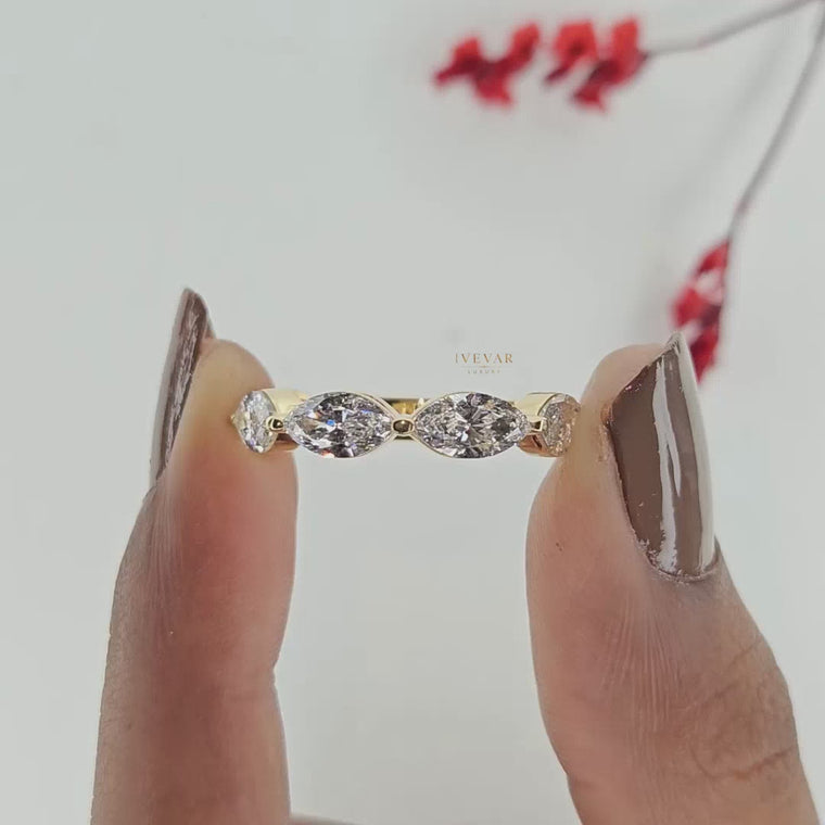 East West Marquise Cut Eternity Wedding Band video