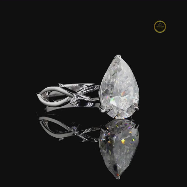 Nature Inspire Twisted Band Pear Cut Ring video