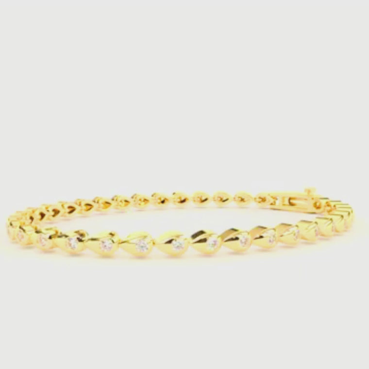 Round Cut Station Bracelet with Open Marquise Links video