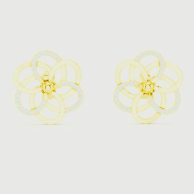 Intertwined Bloom Floral Stud Earrings with Pavé Accents video