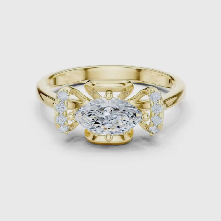 Marquise Cut Prong Setting Ring with Side Accents video