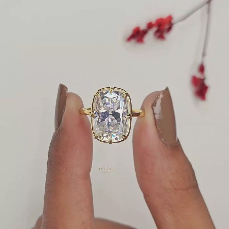 Cushion Cut Solitaire Gold Engagement Ring video