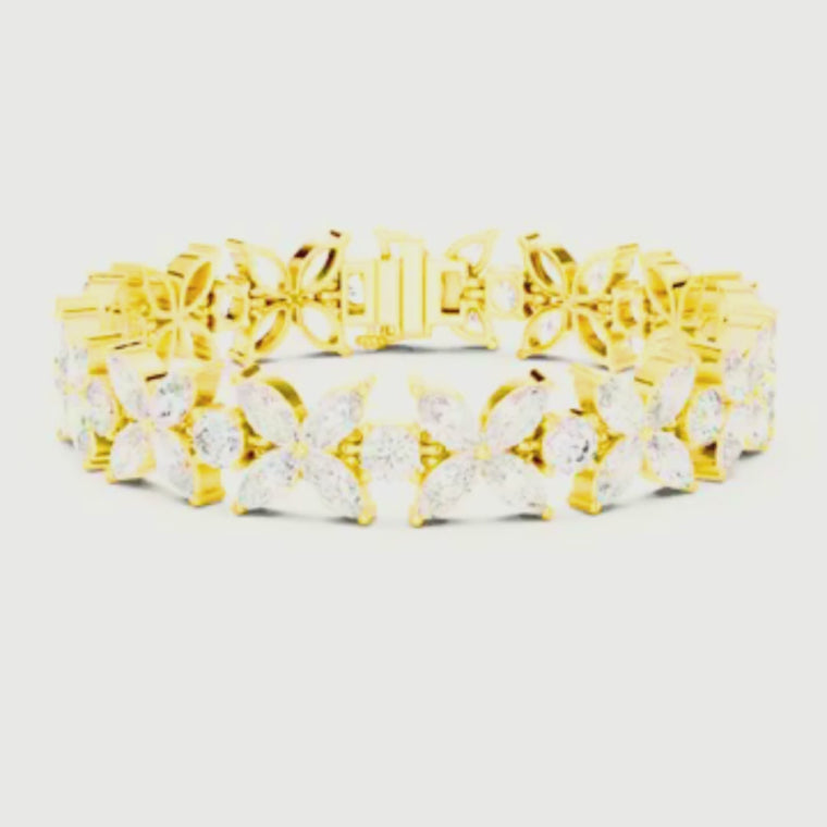Marquise & Round Cut Floral Link Bracelet video
