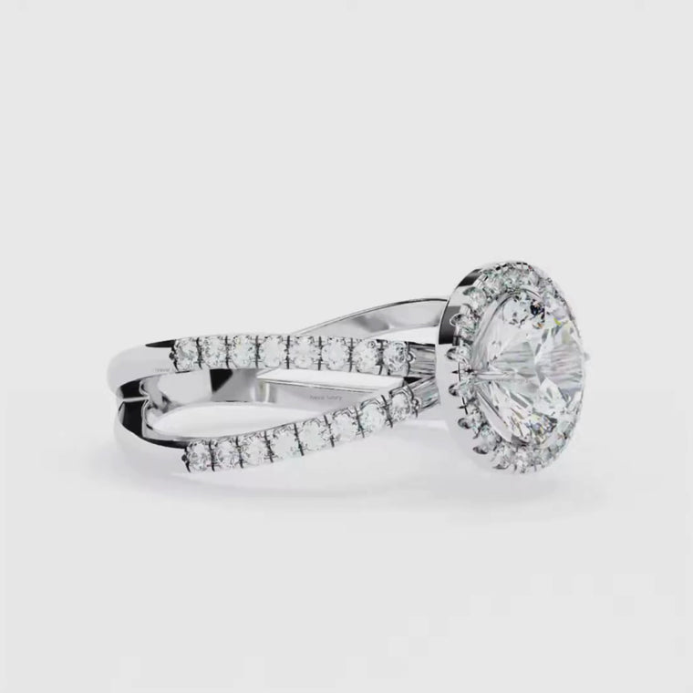 Round Brilliant Halo Split Shank Ring video