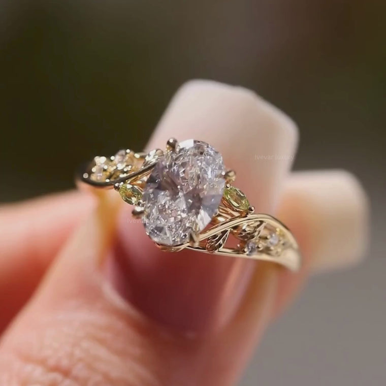Nature Inspired Oval Solitaire Delicate Ring video
