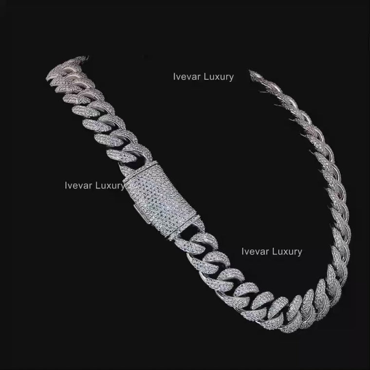Full Pave Set Geometric Double Bar Link Chain Necklace video
