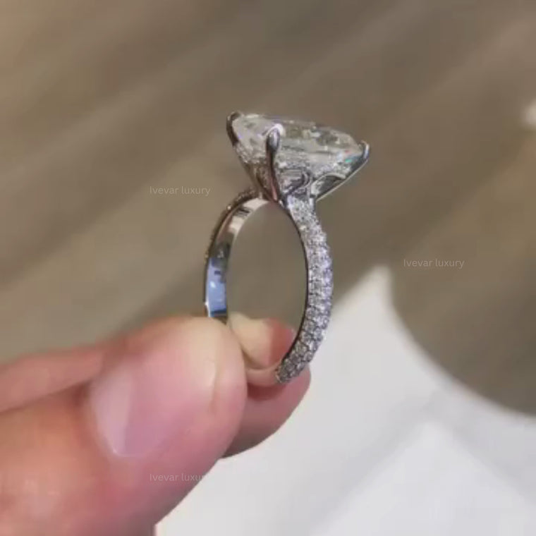 Hidden Halo Emerald Pave Cathedral Engagement Ring video