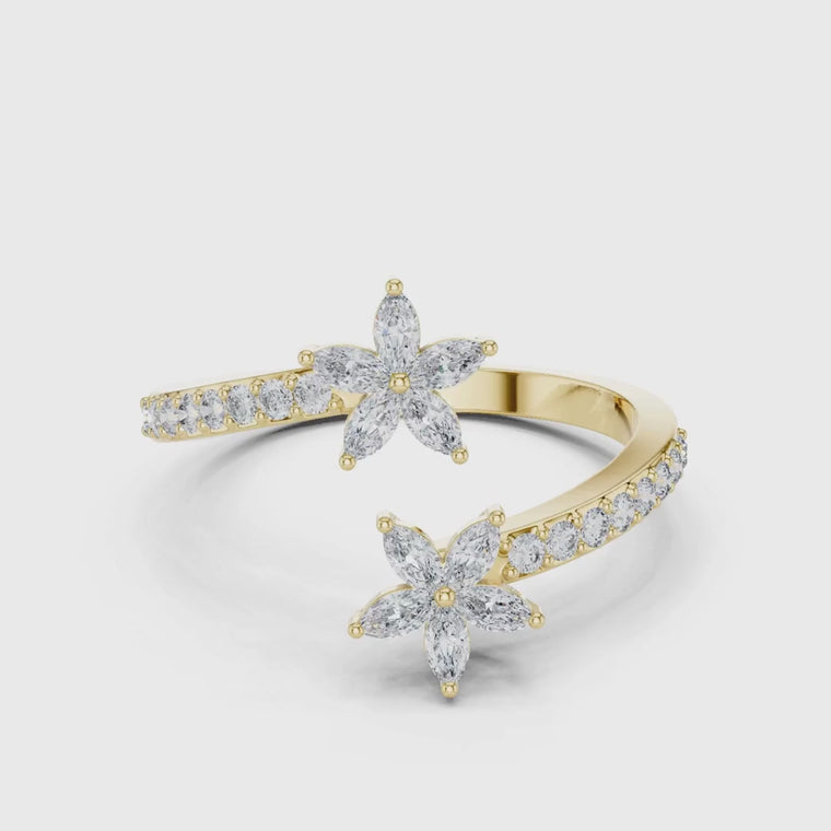 Double Marquise Flower Open Wrap Promise Ring video