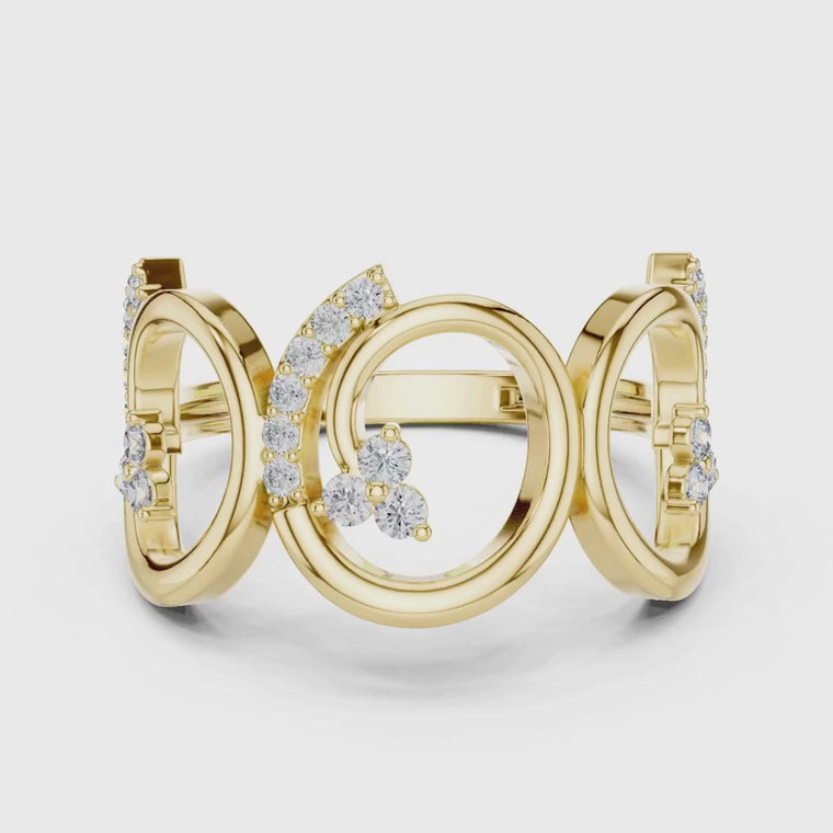 Open Circle Pavé Round Geometric Statement Ring video