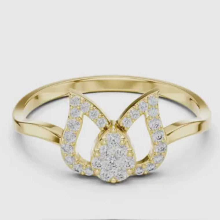 Lotus Inspired Round Anniversary Ring With Pave Setting video