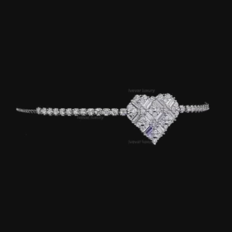 Heart Baguette Cut Adjustable Tennis Bracelet video