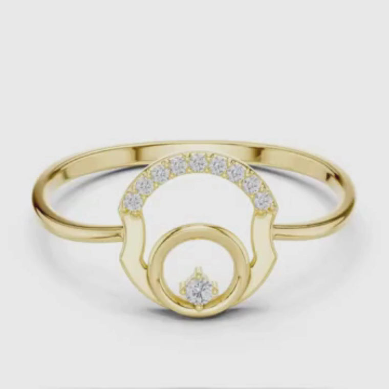 Open Circle Minimalist Ring With Round Pave video