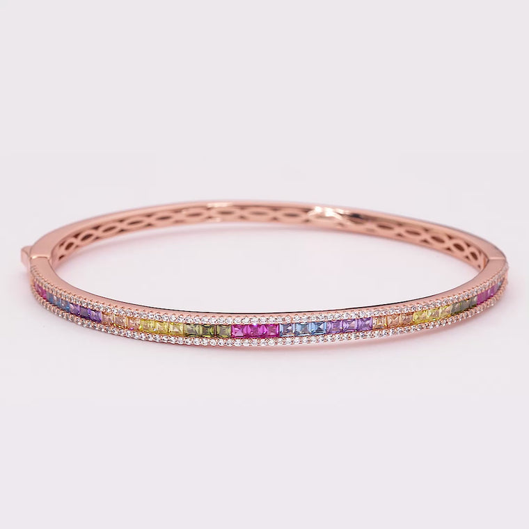 Mix Colored Diamond Tennis Bangle Bracelet video