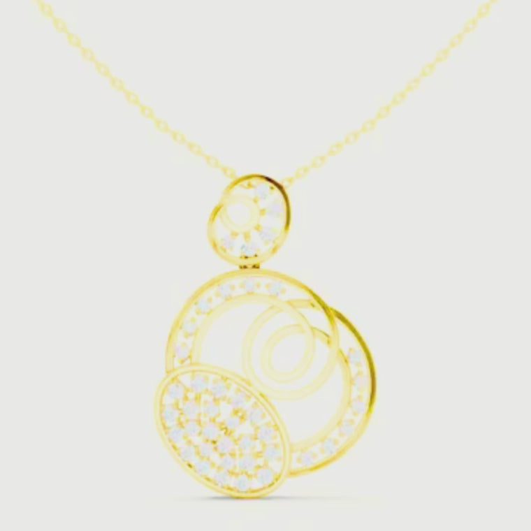 Abstract Swirl Circle Pendant with Pave Accents video