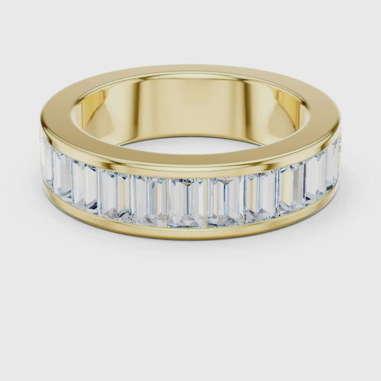 Emerald Cut Channel Set Wedding Band video