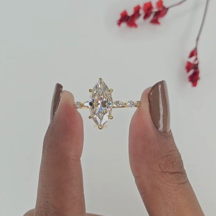 Marquise Cut Engagement Ring with Marquise Side Stones video