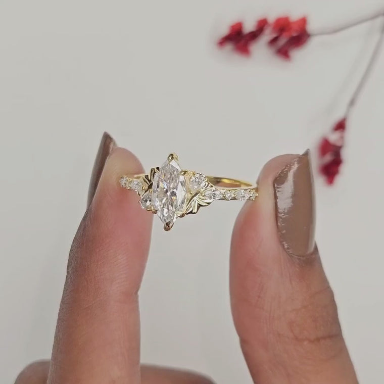 Marquise Cut Ring with Side Stone Band video