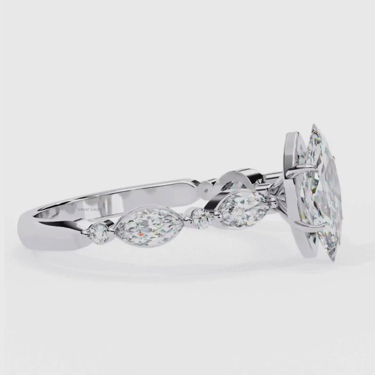 Marquise Cut Pave Band Anniversary Ring video