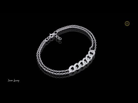 0.29 TCW Glamorous Gold Link Bracelet Featuring Fully Studded Lab Diamond Accents