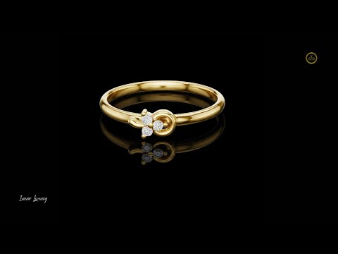 0.024 TCW Dainty Gold Knot Design Band Accented with a Cluster of Three Brilliant Moissanite Diamonds