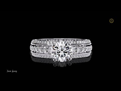 0.81 CT Vintage Moissanite Diamond Round Cut Wedding Classic Bridal Band